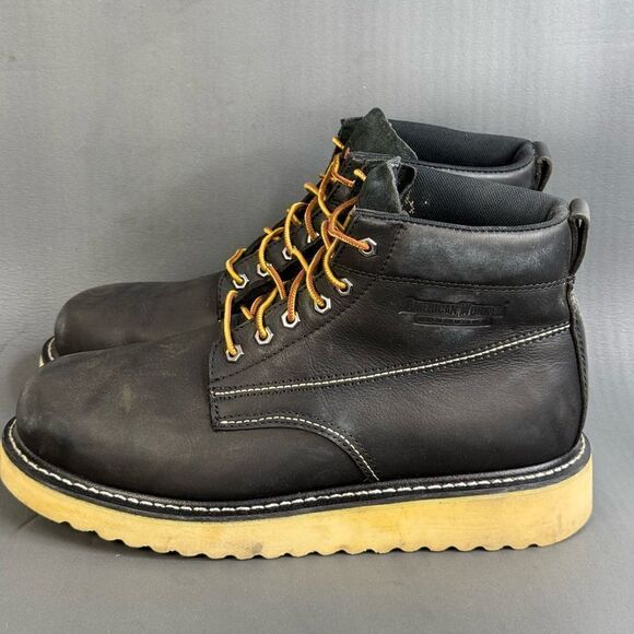 American Worker Head-To-Toe Work  Black Leather Work Boots men’s size 13 - Picture 4 of 9